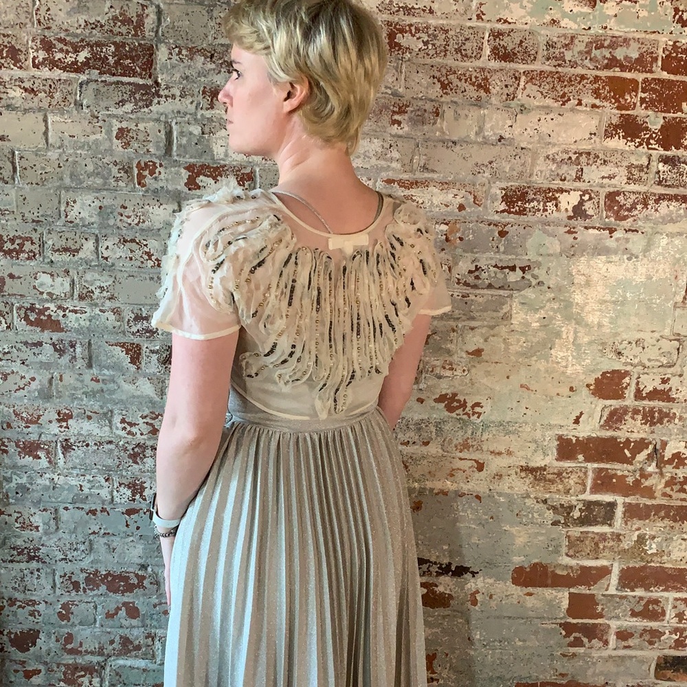 NWT Anthropologie Elevenses Metallic Pleated Dress - Picture 8 of 8